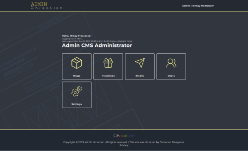 Admin Ckreation Homepage